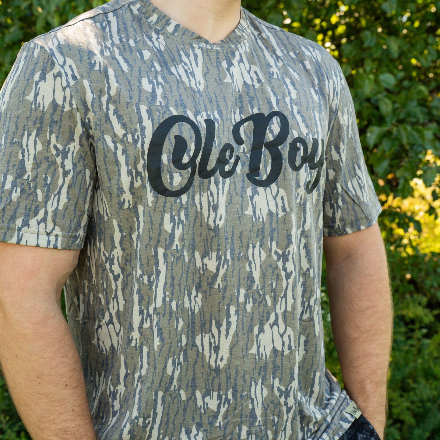 OLE BOY Bottomland Camo Performance Short Sleeve Logo Tee