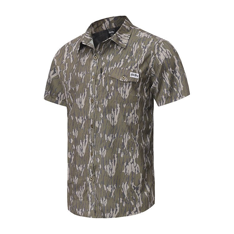 OLE BOY Performance Button Up Fishing Shirt - Bottomland Camo