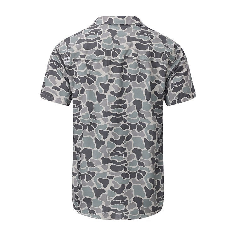 OLE BOY Performance Button Up Fishing Shirt - Grey Camo