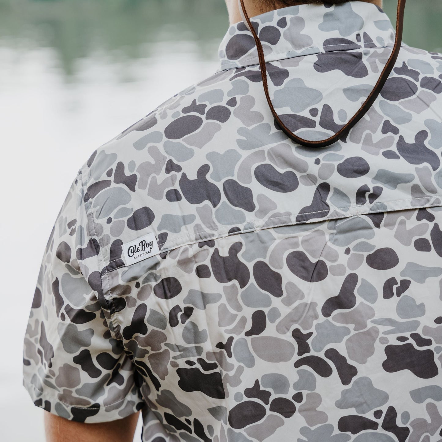 OLE BOY Performance Button Up Fishing Shirt - Grey Camo