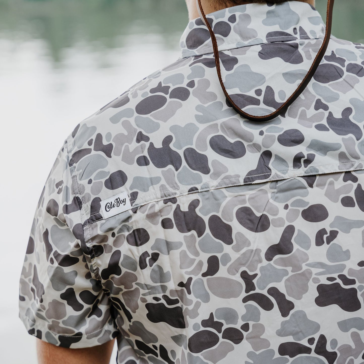 OLE BOY Performance Button Up Fishing Shirt - Grey Camo