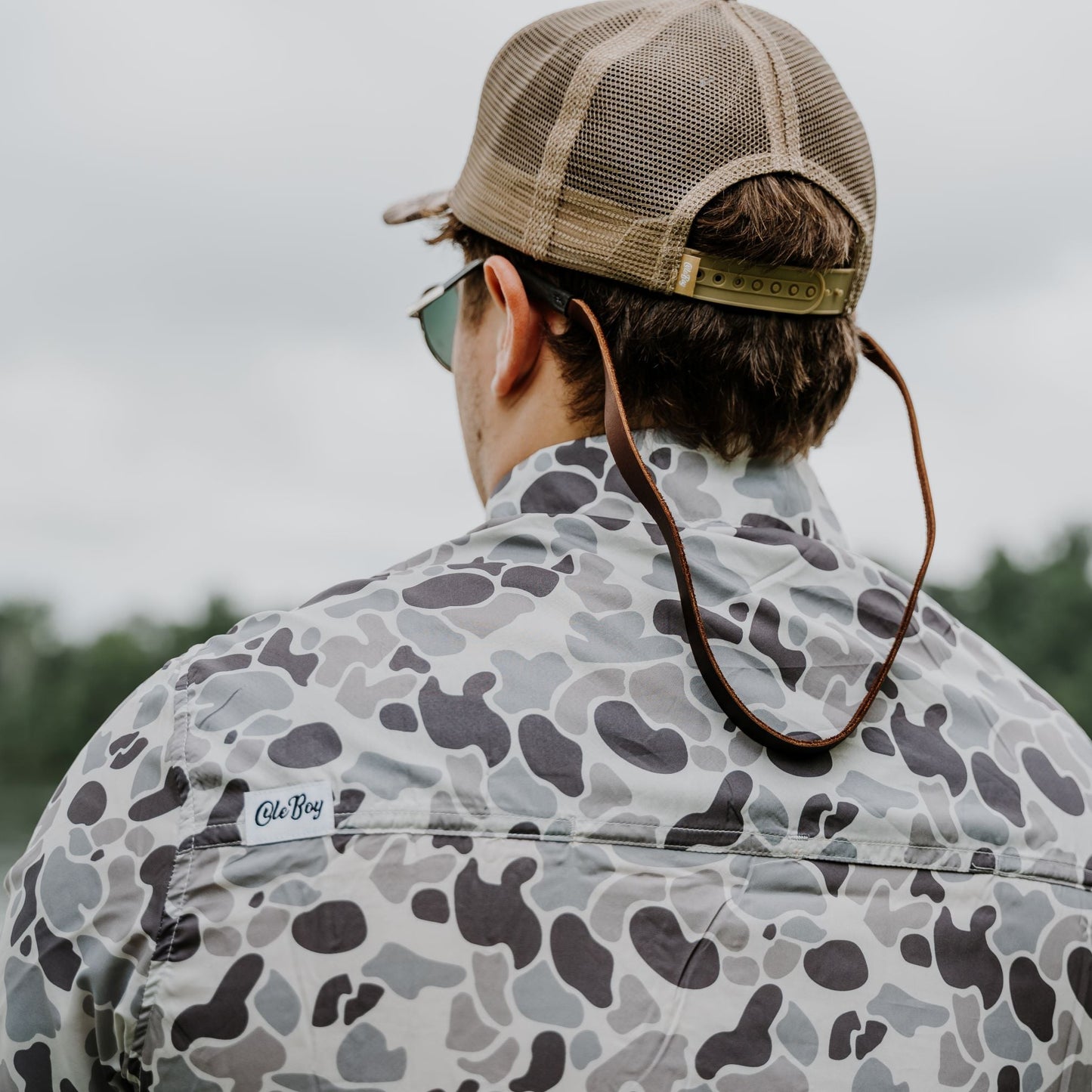 OLE BOY Performance Button Up Fishing Shirt - Grey Camo