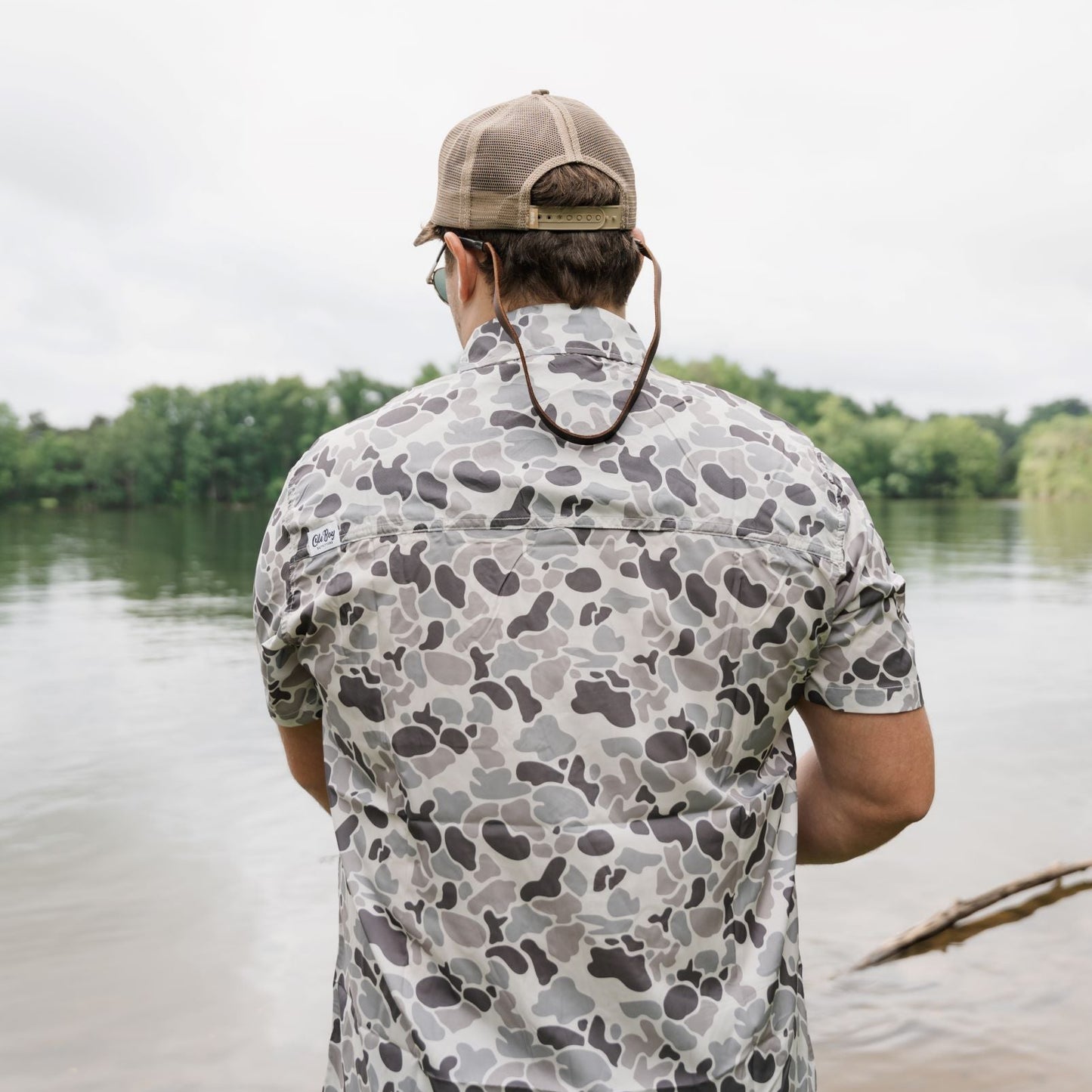 OLE BOY Performance Button Up Fishing Shirt - Grey Camo