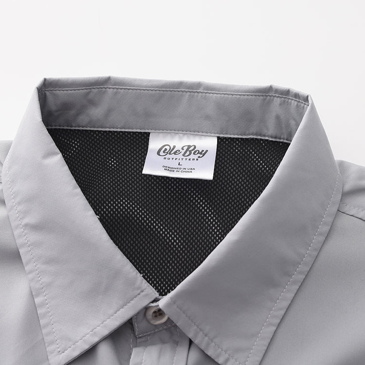 OLE BOY Performance Button Up Fishing Shirt - Grey