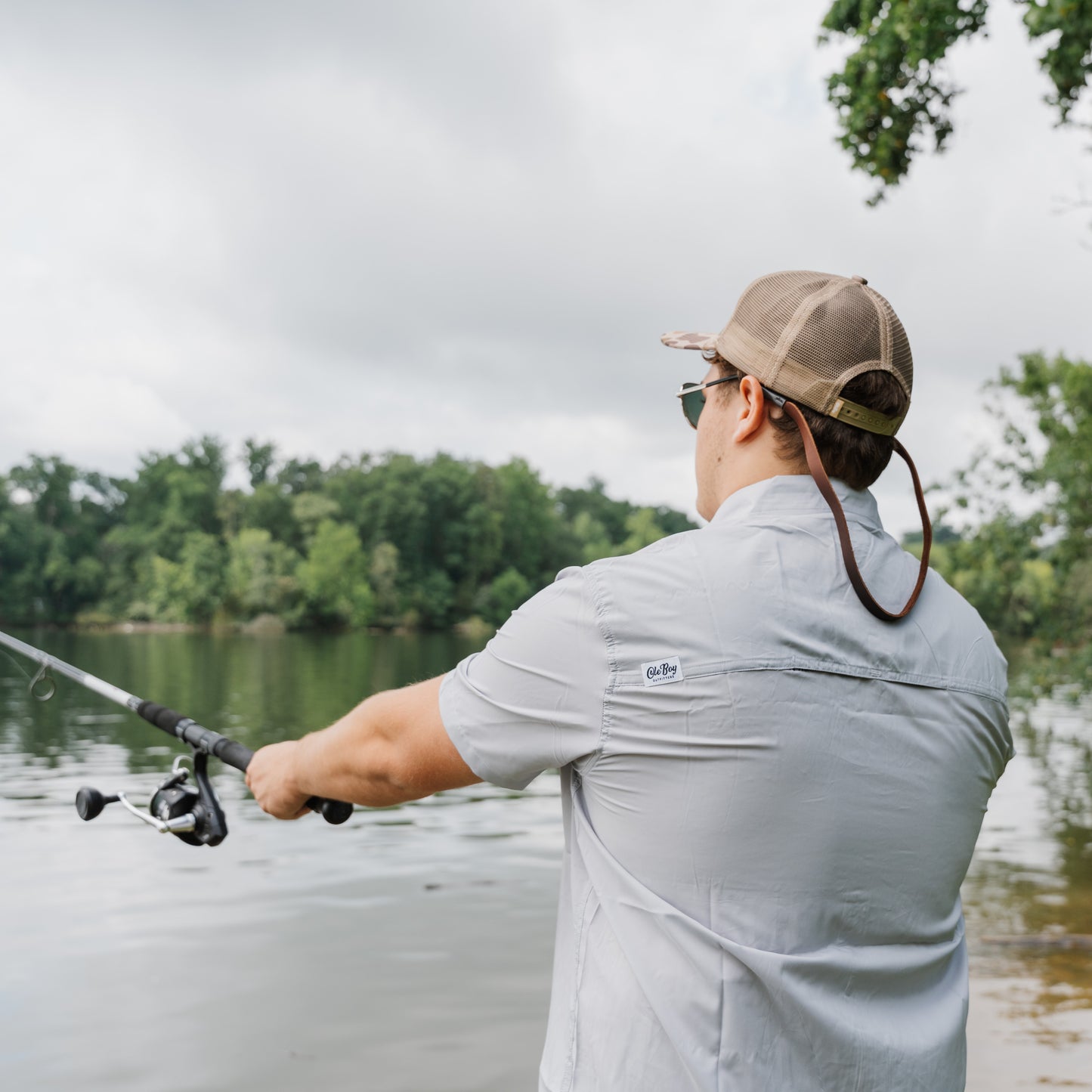 OLE BOY Performance Button Up Fishing Shirt - Grey