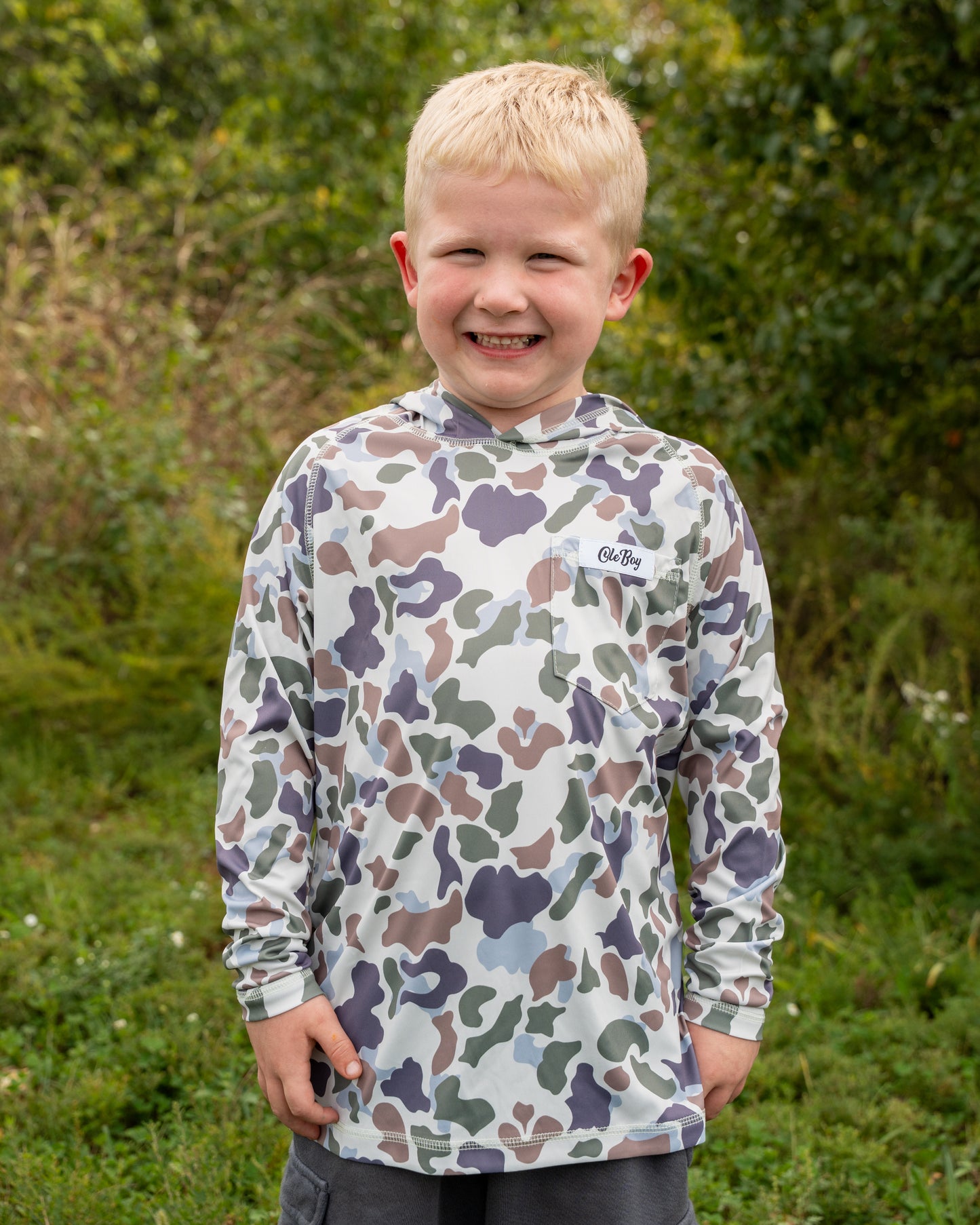 OLE BOY Performance Hooded Tee - Brown Duck Camo - Youth