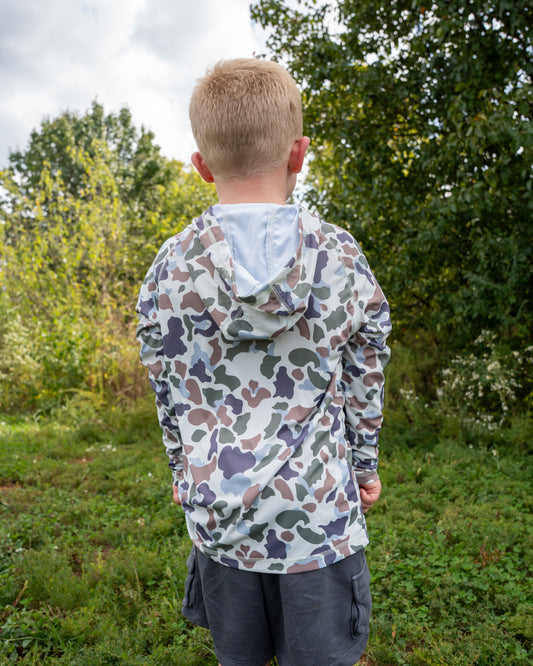 OLE BOY Performance Hooded Tee - Brown Duck Camo - Youth
