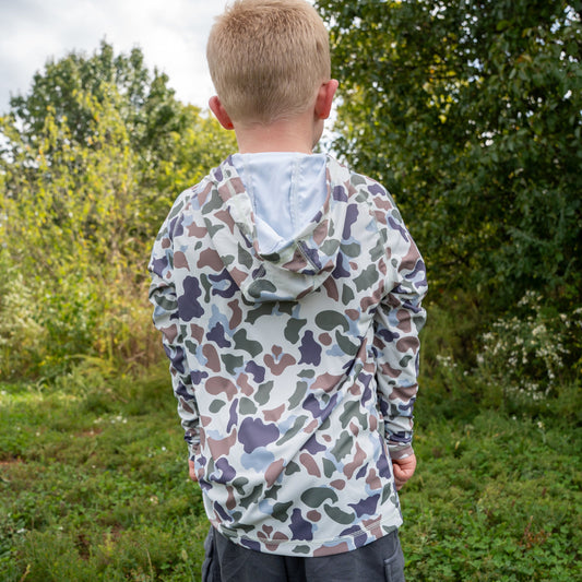 OLE BOY Performance Hooded Tee - Brown Duck Camo - Youth