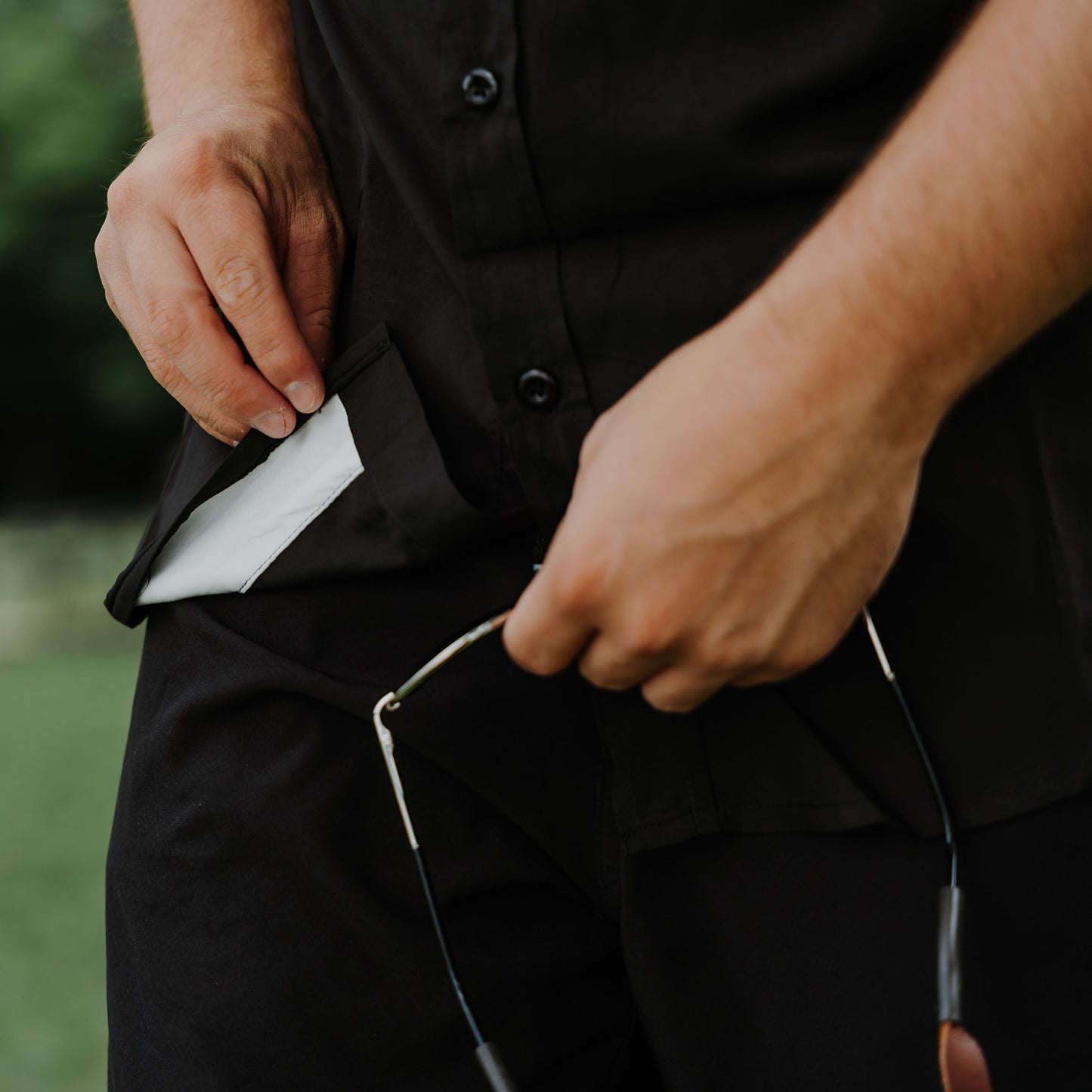 OLE BOY Performance Button Up Fishing Shirt - Black Lifestyle Microfiber Cloth Inside