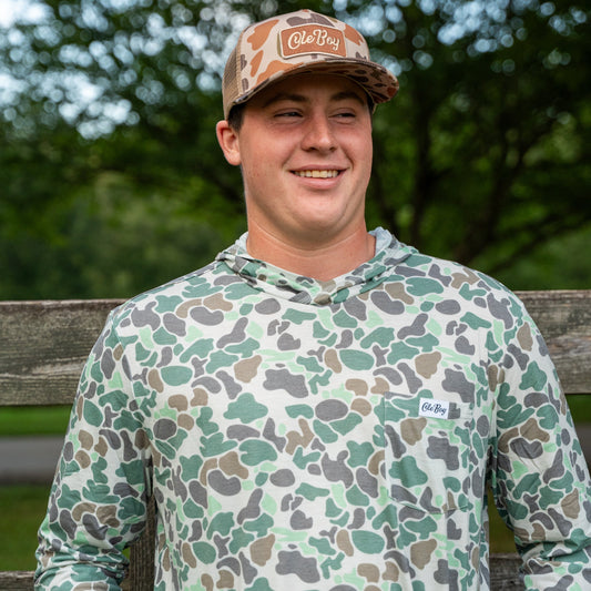 OLE BOY Performance Hooded Tee - Green Camo