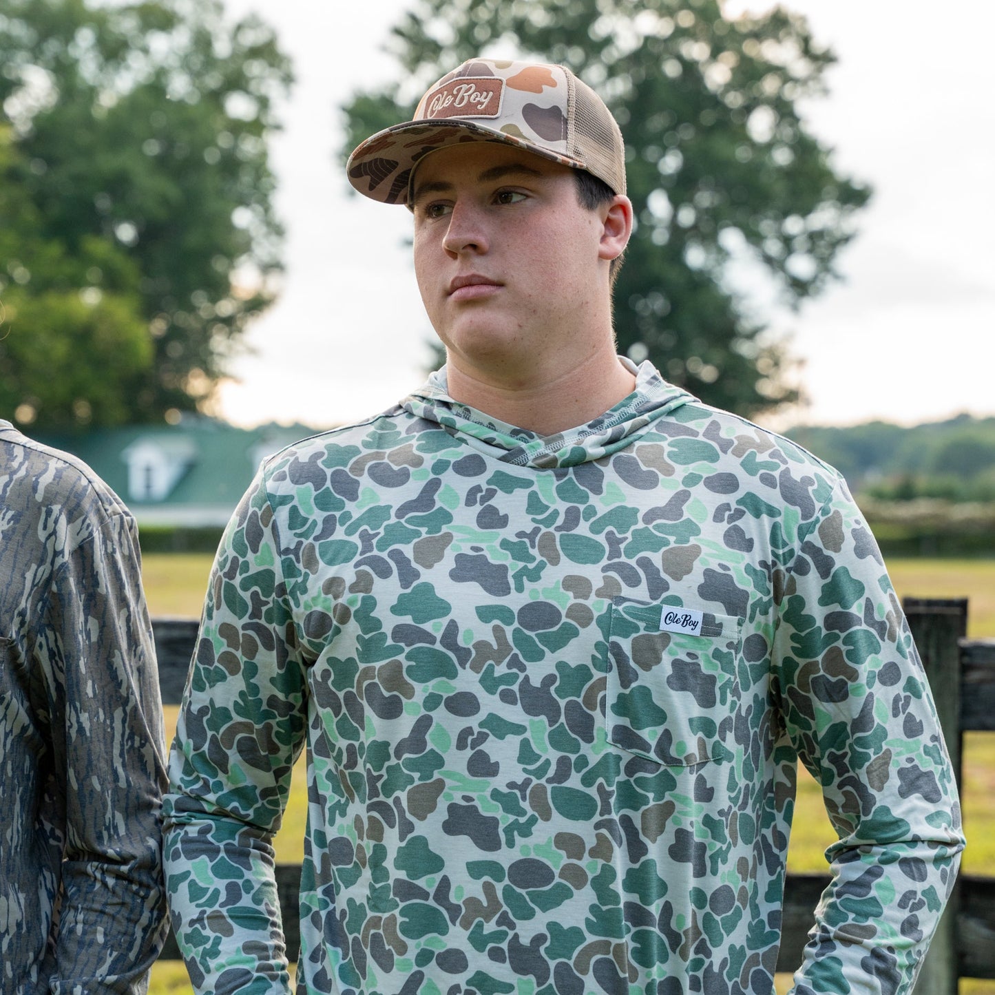 OLE BOY Performance Hooded Tee - Green Camo