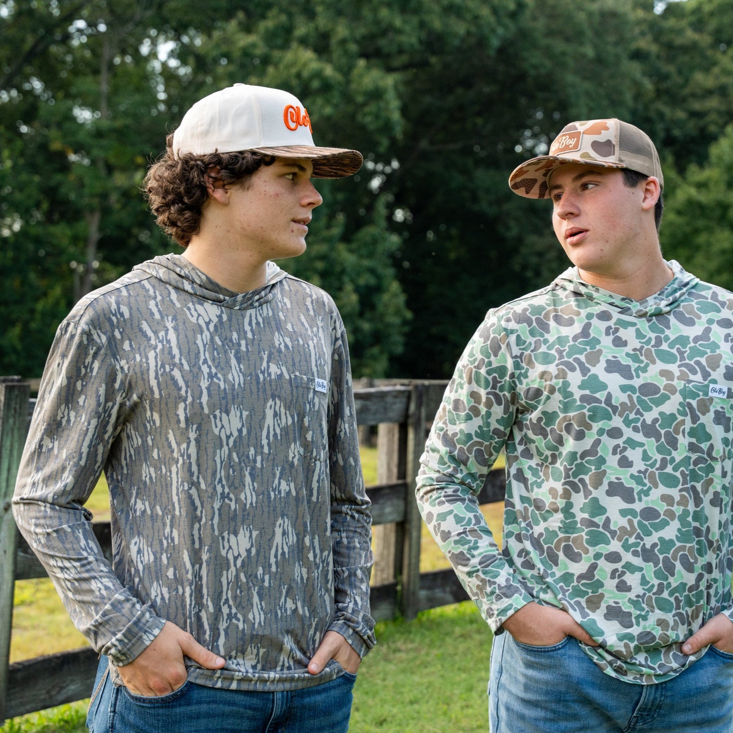OLE BOY Performance Hooded Tee - Bottomland Camo