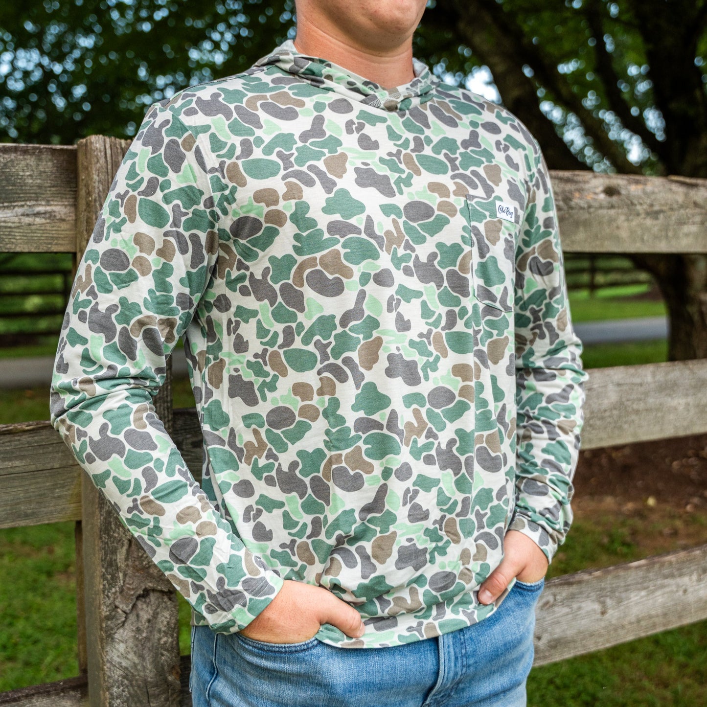 OLE BOY Performance Hooded Tee - Green Camo
