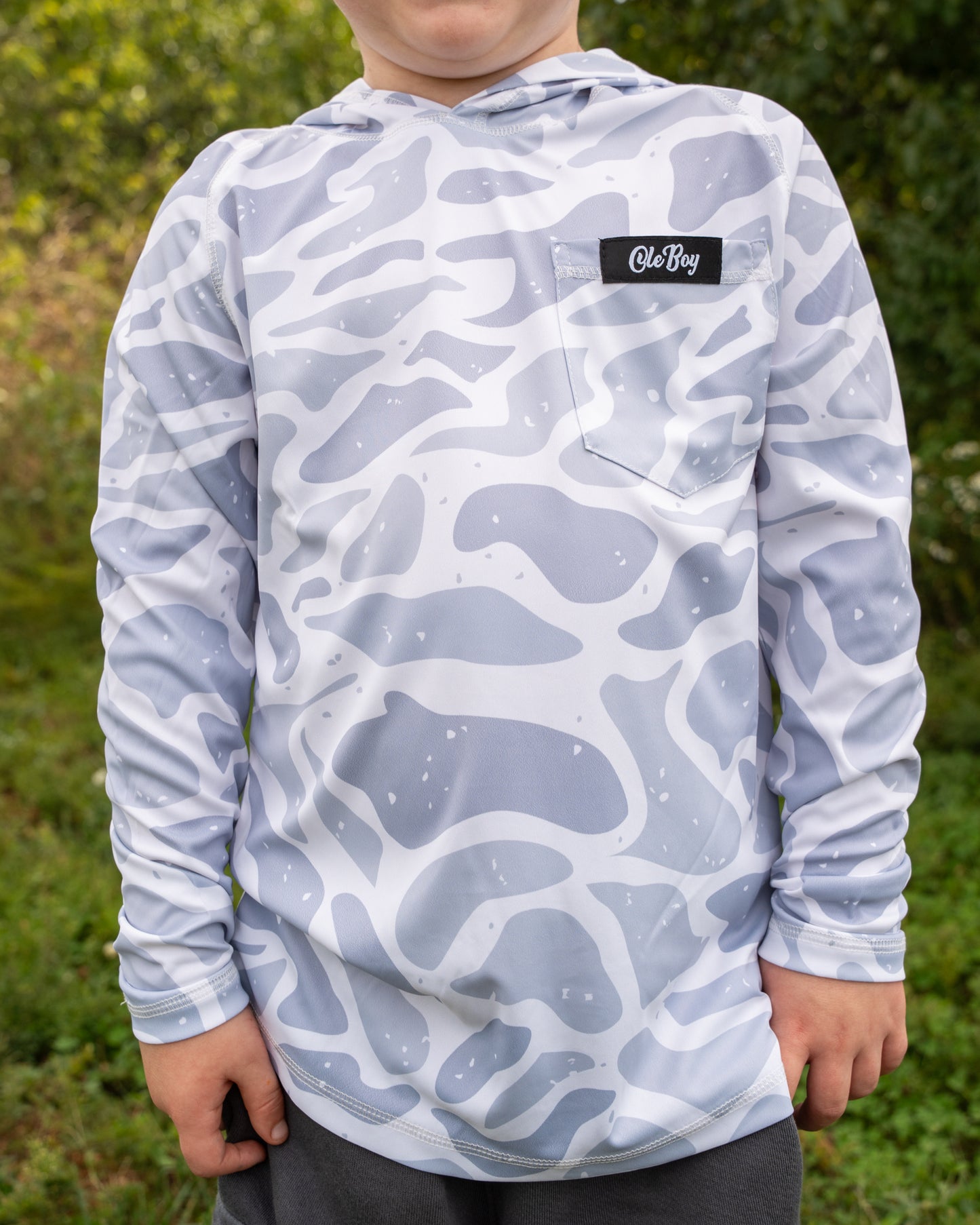 OLE BOY Performance Hooded Tee - Grey Duck Camo - Youth
