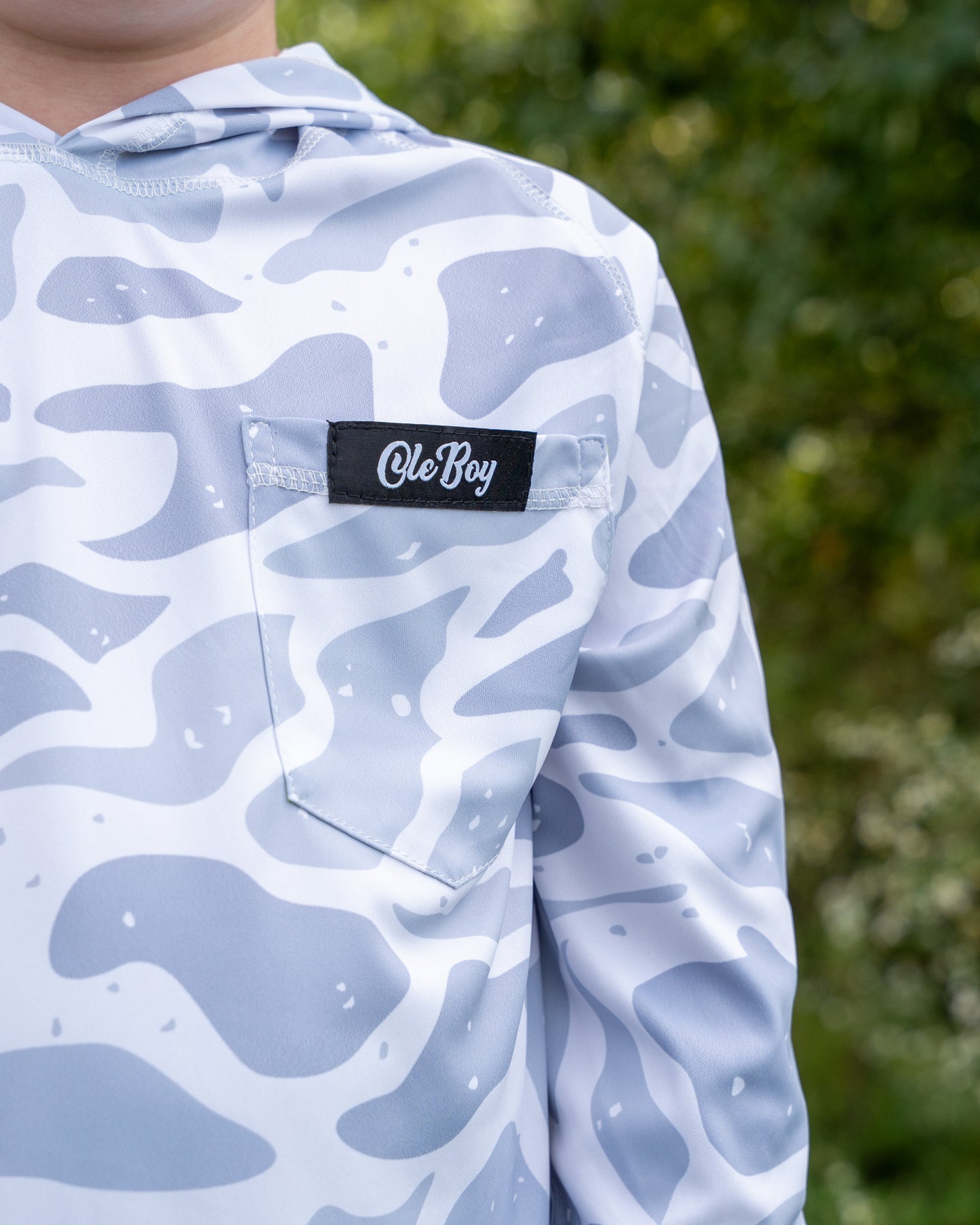OLE BOY Performance Hooded Tee - Grey Duck Camo - Youth