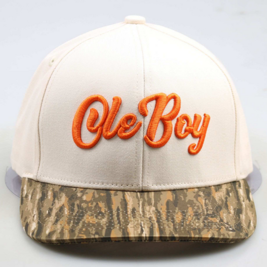 Cap with 'Ole Boy' embroidery on a light gray background