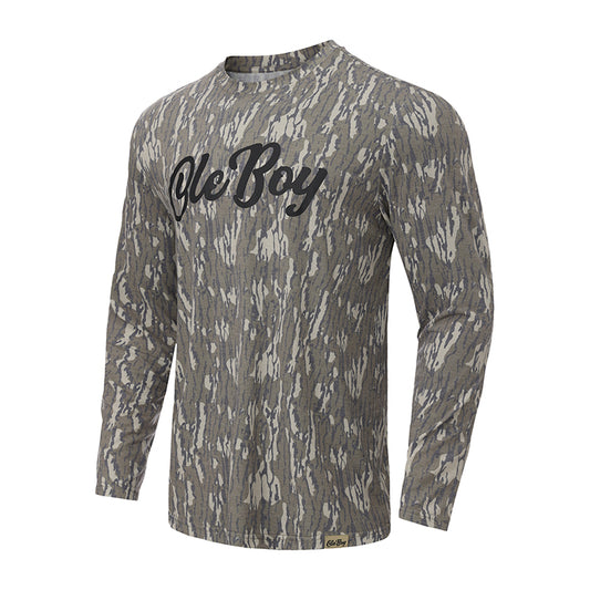 OLE BOY Bottomland Camo Performance Long Sleeve Logo Tee