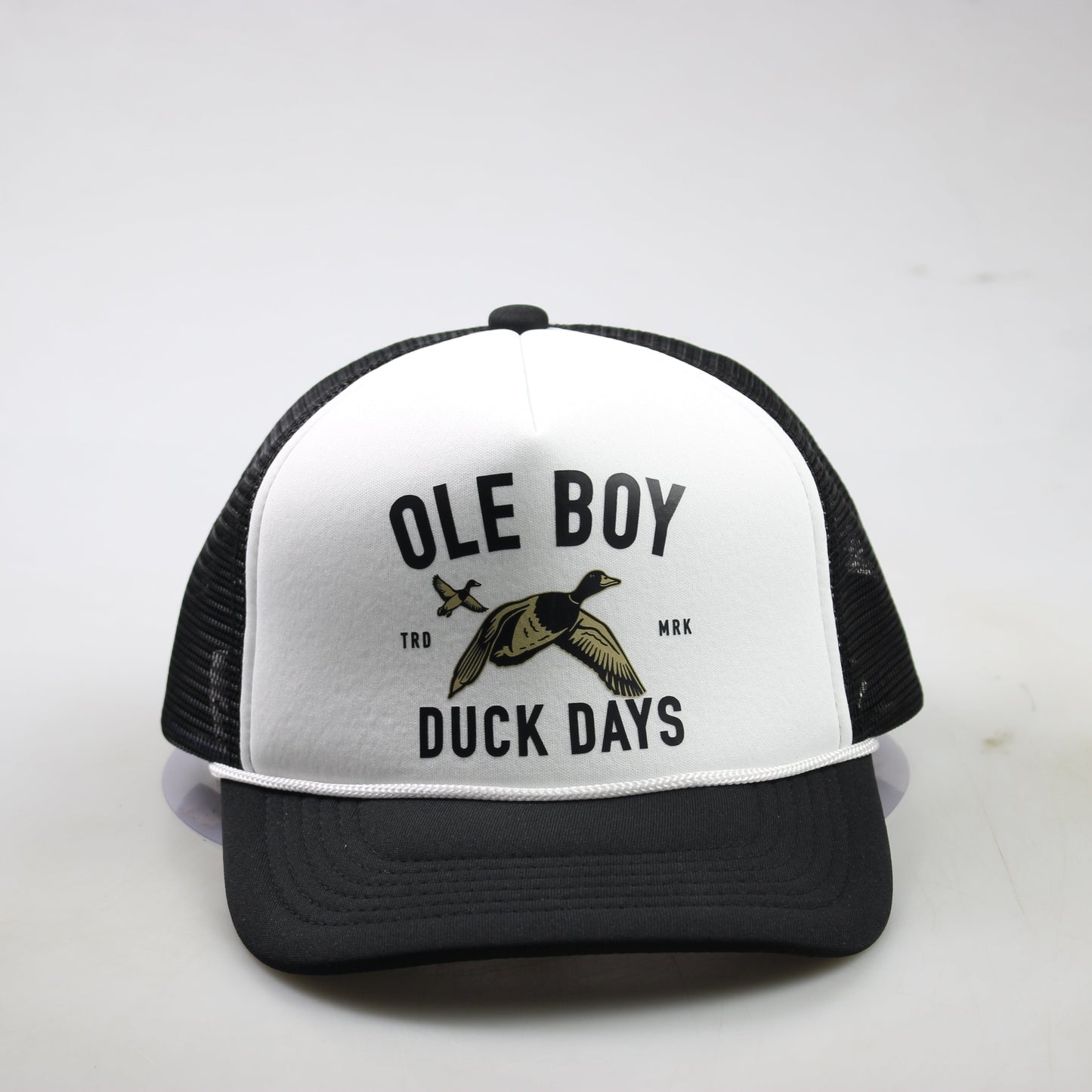 Trucker hat with 'Ole Boy' and 'Duck Days' text on a white background