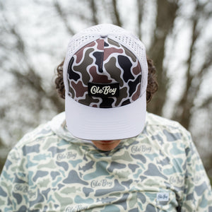 OLE BOY Performance Green/Brown Duck Camo Rubber Patch Hat