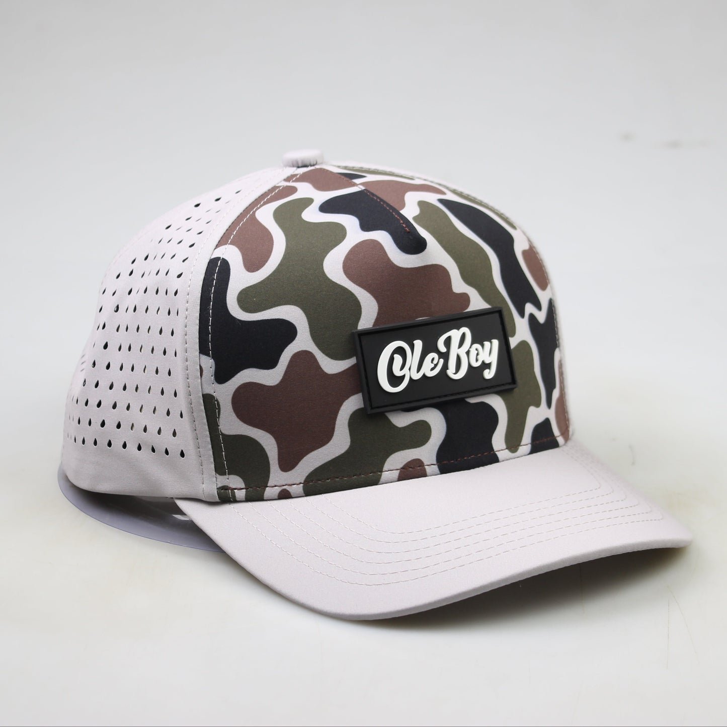OLE BOY Performance Green/Brown Duck Camo Rubber Patch Hat