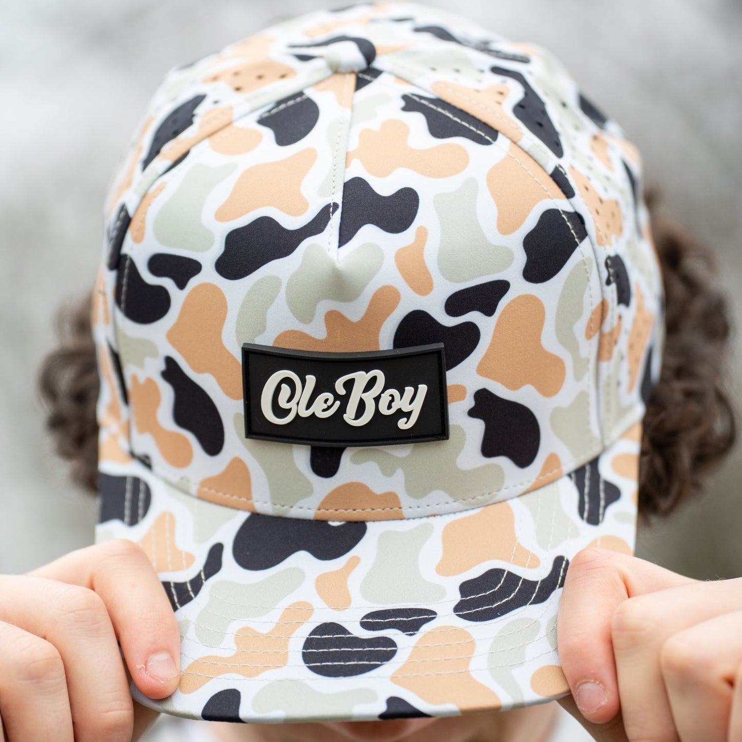 OLE BOY Performance Orange/Black Duck Camo Rubber Patch Hat