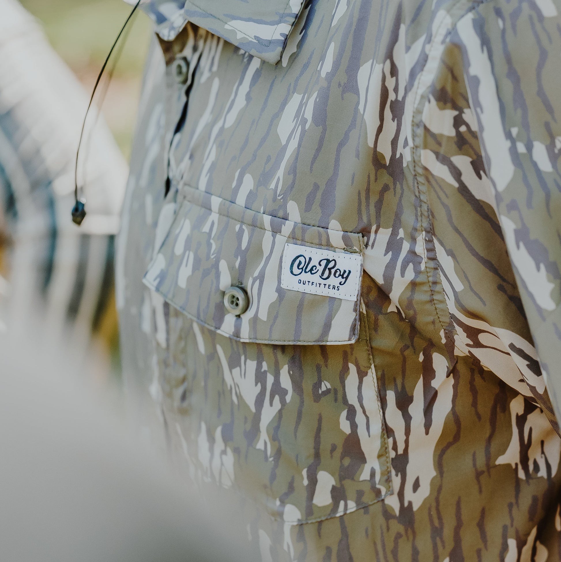 OLE BOY Performance Button Up Fishing Shirt - Bottomland Camo