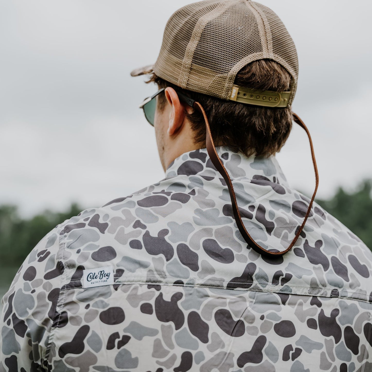 OLE BOY Performance Button Up Fishing Shirt - Grey Camo
