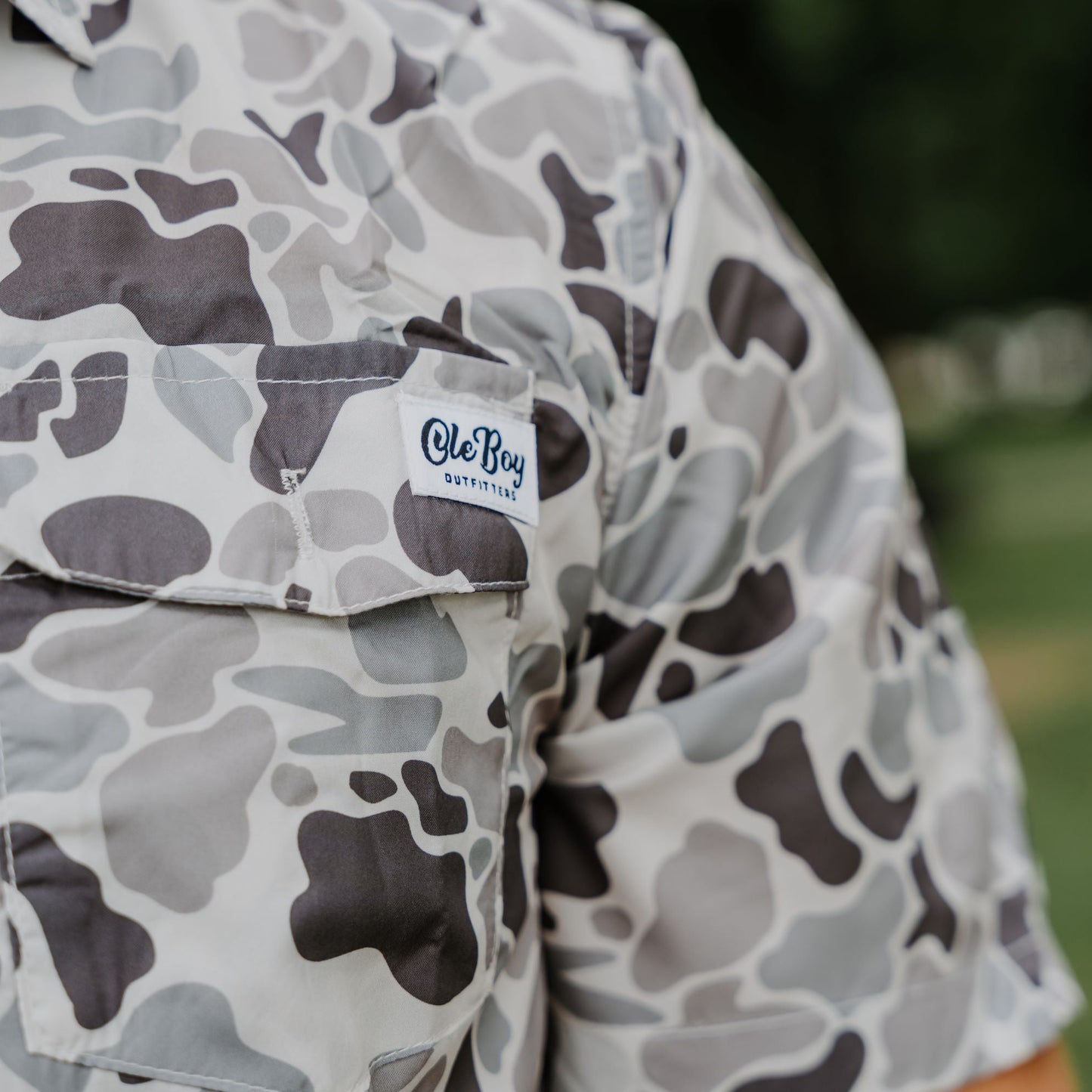 OLE BOY Performance Button Up Fishing Shirt - Grey Camo