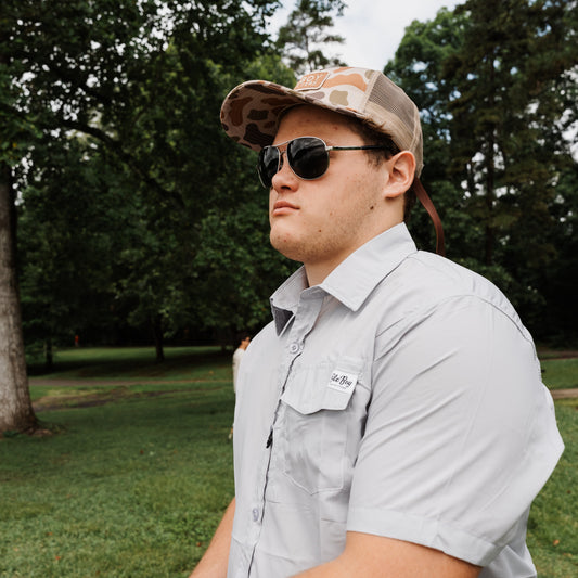 OLE BOY Performance Button Up Fishing Shirt - Grey