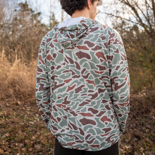 OLE BOY Performance Hooded Tee - Green Duck Camo