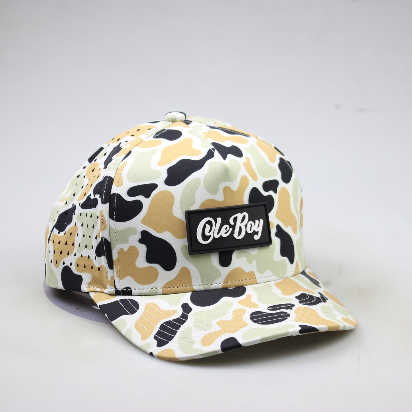 OLE BOY Performance Orange/Black Duck Camo Rubber Patch Hat