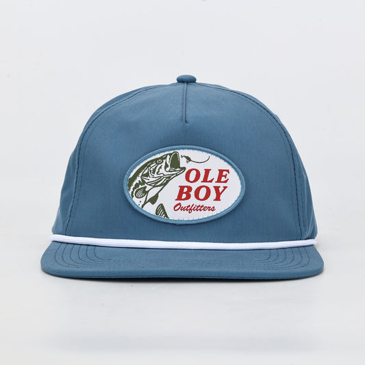 OLE BOY Umpqua Blue/White Lured In Bass Rope Hat