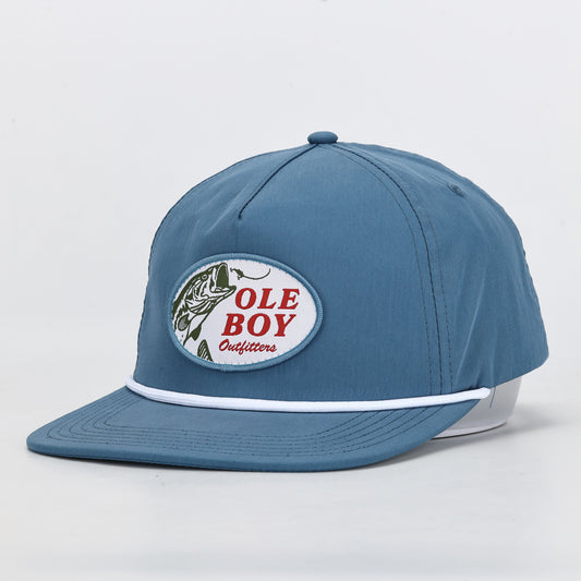 OLE BOY Umpqua Blue/White Lured In Bass Rope Hat