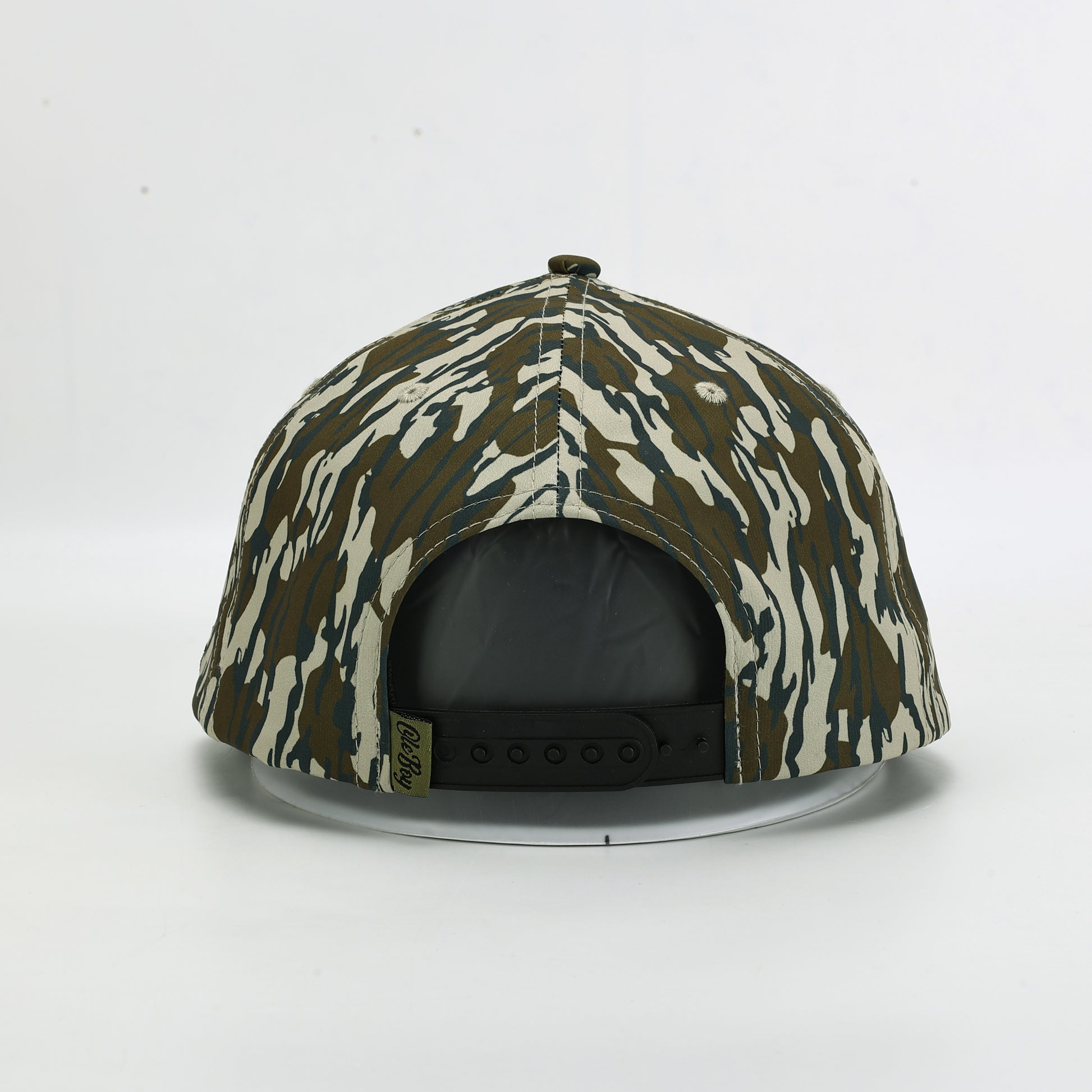 Camouflage-patterned cap on a white background