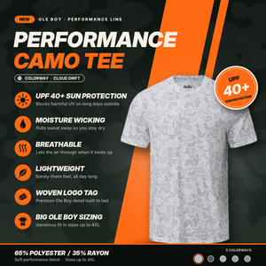 OLE BOY Camo Performance Short Sleeve Tee - Cloud Drift