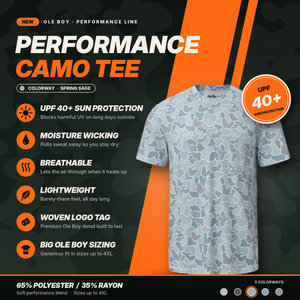 OLE BOY Camo Performance Short Sleeve Tee -  Spring Sage