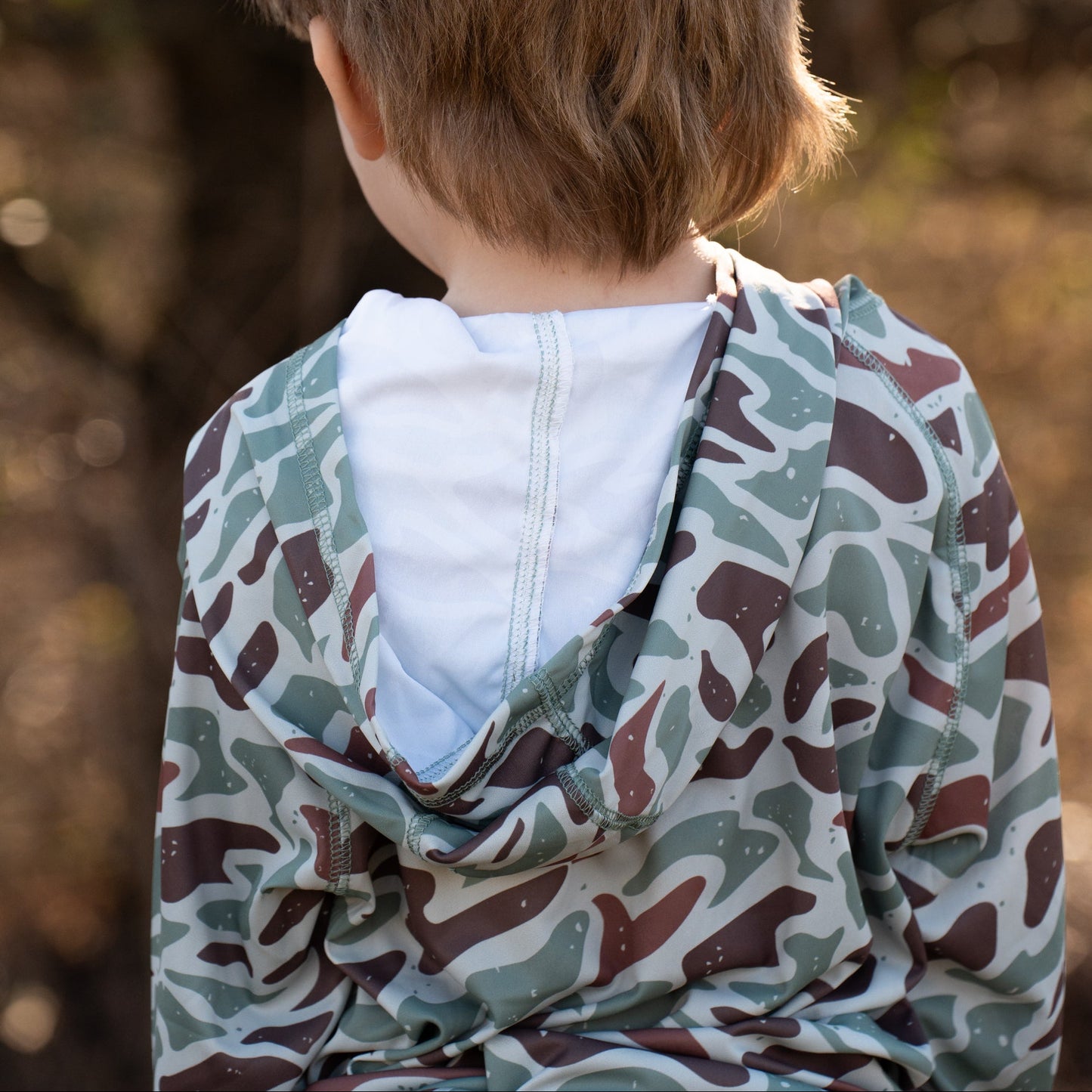 OLE BOY Performance Hooded Tee - Green Duck Camo - Youth
