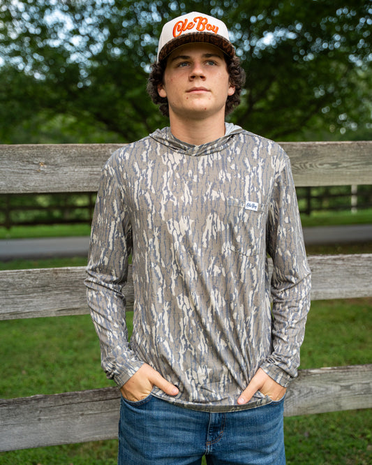 OLE BOY Performance Hooded Tee - Bottomland Camo