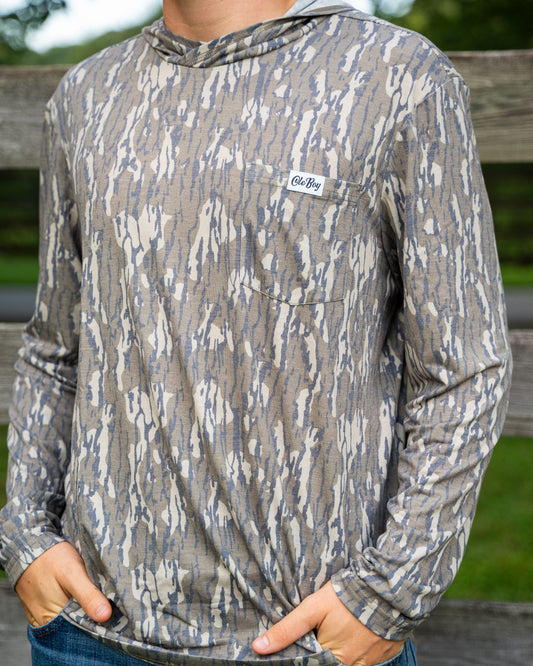 OLE BOY Performance Hooded Tee - Bottomland Camo