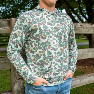 OLE BOY Performance Hooded Tee - Green Camo